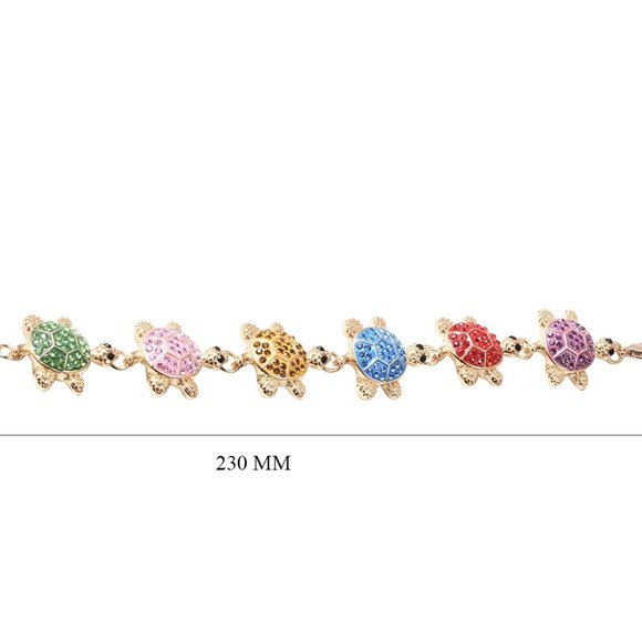 🐢 Turtle Bracelet, Multi Color Austrian Crystals. Adjustable Size. - Picture 5 of 5